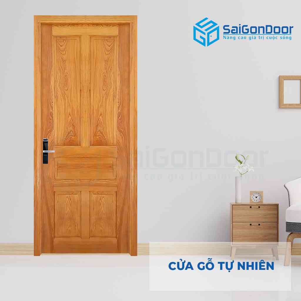 Mẫu cửa gỗ tự nhiên dùng làm cửa phòng ngủ